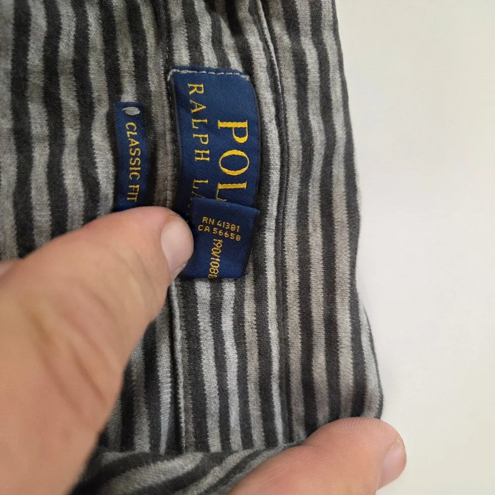 Polo Ralph Lauren Mens XXL Classic Fit Striped Polo Shirt Gray Black Short Slv